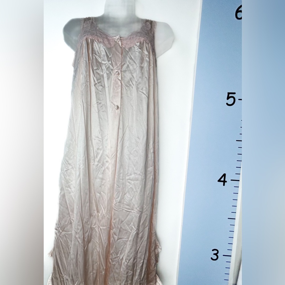 Lorraine Pretty in Pink Nylon‎ Maxi Nightgown Lingerie Small